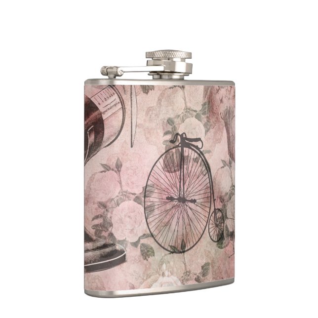 Romantic Steampunk | Antique Vintage Ephemera Hip Flask (Right)