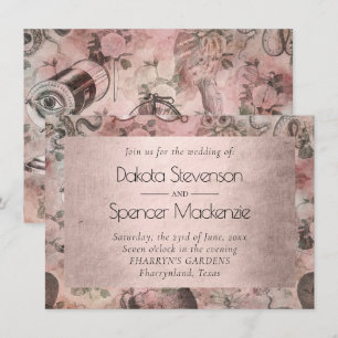 Romantic Steampunk Antique Vintage Ephemera Invitation