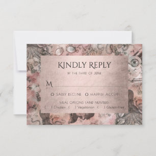 Romantic Steampunk Antique Vintage Ephemera Meal RSVP Card
