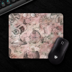 Romantic Steampunk Antique Vintage Ephemera Mouse Mat