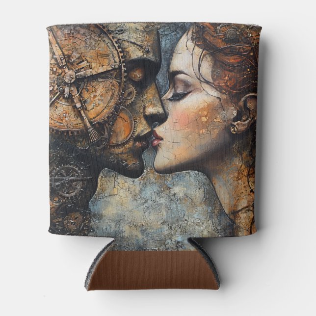 Romantic Steampunk Kiss  Can Cooler (Front)