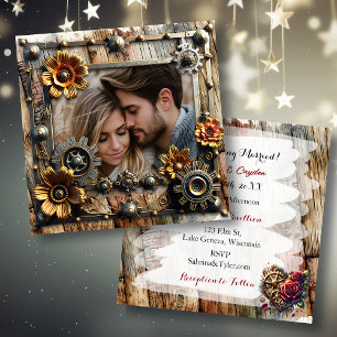 Romantic Steampunk Personalised Wedding Invitation