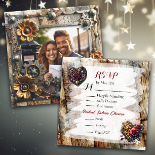 Romantic Steampunk Personalised Wedding RSVP Save The Date