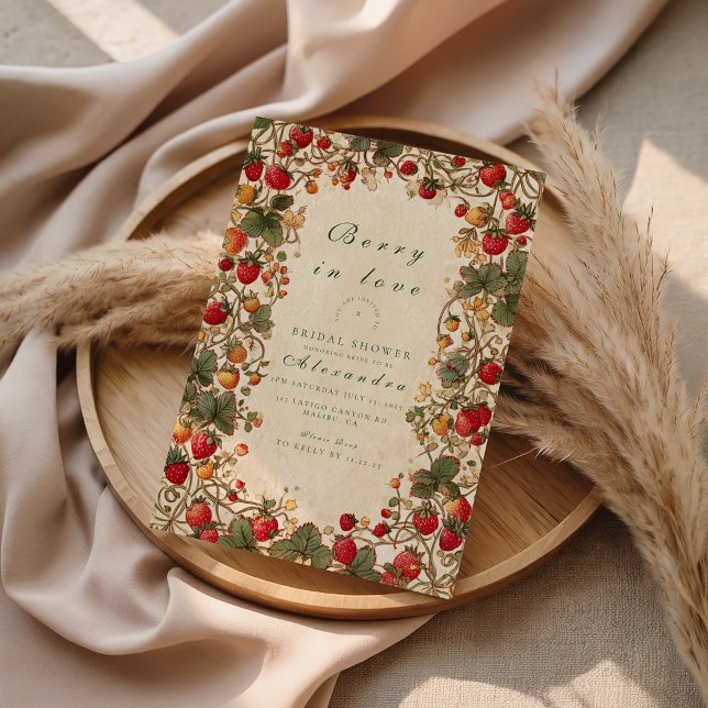 Romantic Strawberry Floral Bridal Shower Invitation (Creator Uploaded)