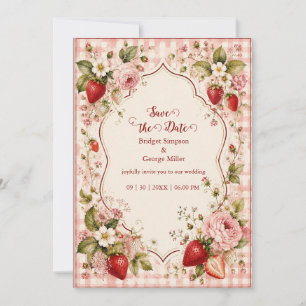 Romantic Strawberry Wedding Cottage Bloom Invitation