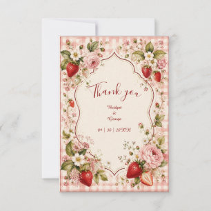 Romantic Strawberry Wedding Cottage Bloom Thank You Card