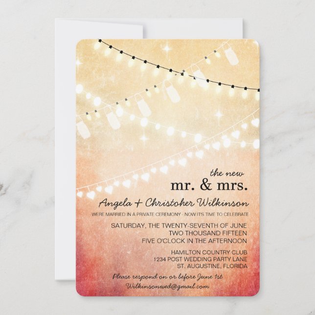 Romantic String Lights After Wedding Invitation (Front)