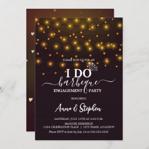 Romantic String Lights I Do BBQ Engagement Party Invitation