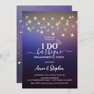 Romantic String Lights I Do BBQ Engagement Party Invitation