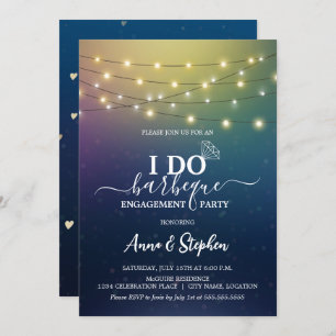 Romantic String Lights I Do BBQ Engagement Party Invitation