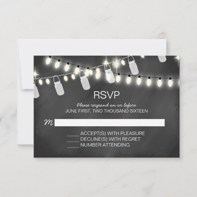 Romantic String Lights RSVP Cards (Front)