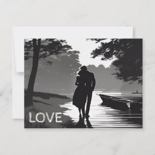 Romantic Stroll by Moonlight Lake Postcard