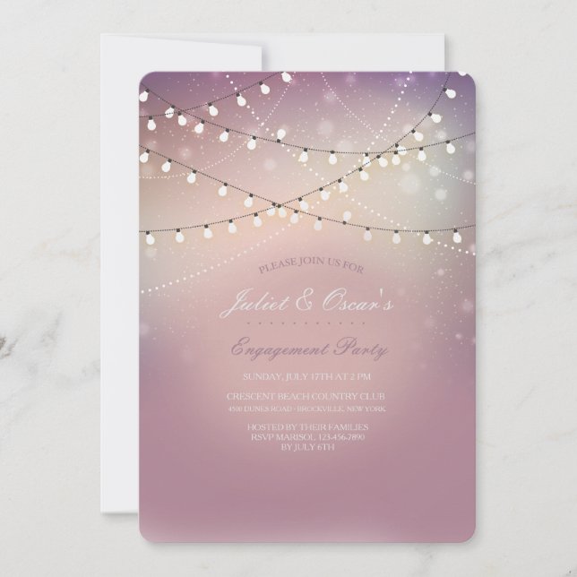 Romantic Strung Lights Engagement Party Invitation (Front)