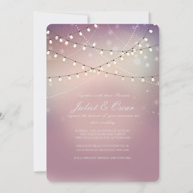 Romantic Strung Lights Wedding Invitation (Front)