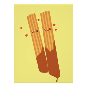 Romantic Sugary Spanish Churros  With Chocolate Poster