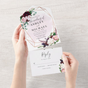 Romantic summer garden flowers wedding All In One Invitation