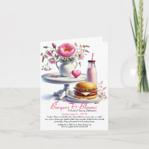 Romantic Summer Party Watercolor Burger & Pink  Invitation