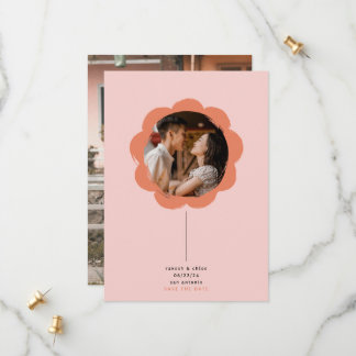 Romantic Summer Retro Painted Flower Photo Wedding Save The Date