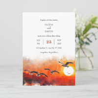 Romantic Summer Seagull Horizon Art Beach Wedding 