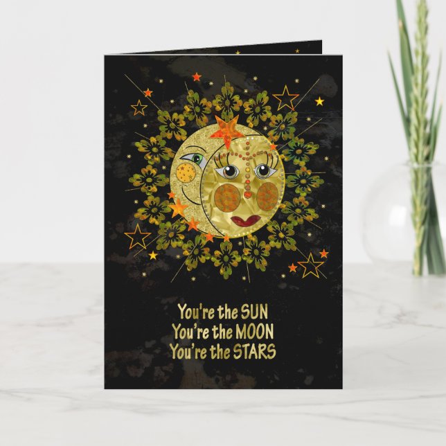 Romantic, SUN, MOON, STARS, Abstract Card (Front)
