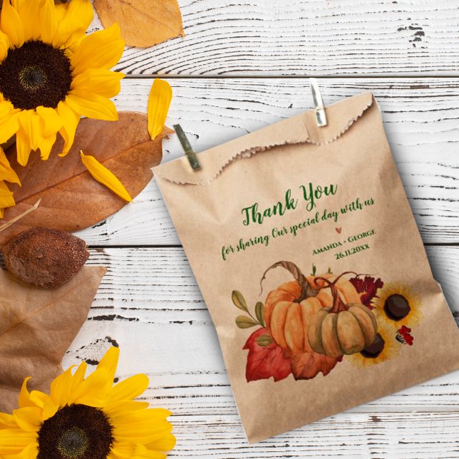 Romantic Sunflower Pumpkin Fall Wedding Party Favour Bags (Romantic Sunflower Pumpkin Fall Wedding Party Favor Bag)