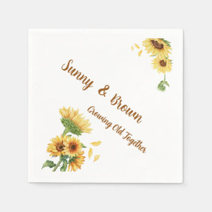 Romantic Sunflower Rustic Yellow Funny Wedding Napkin