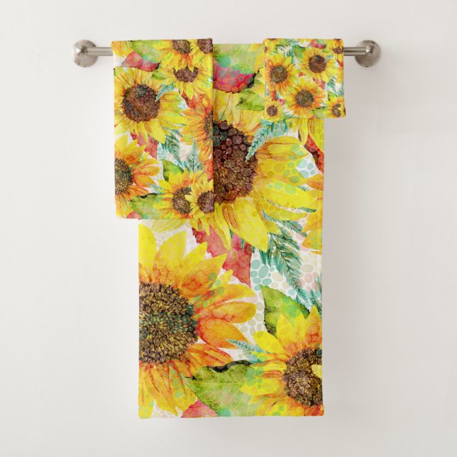 Romantic Sunflowers Bath Towel Set (Insitu)