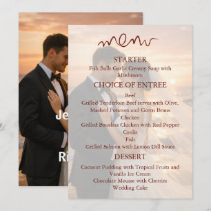 Romantic Sunset Beach Couple Wedding Menu