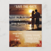 Romantic Sunset Beach Scene with Tropical Elegance