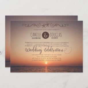 Romantic Sunset Beach Wedding Invitation