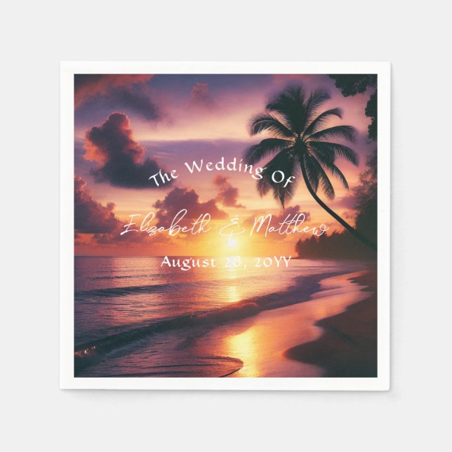 Romantic Sunset Beach Wedding Napkin (Front)