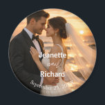 Romantic Sunset Beach Wedding Vows Magnet<br><div class="desc">Simple minimalist wedding magnet with customized photo and texts.

#sunset #beach #classic #simple #minimalist #photo #brideandgroom #wedding #vows #romantic</div>