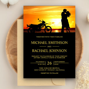 Romantic Sunset Couple Silhouette Wedding Invitation