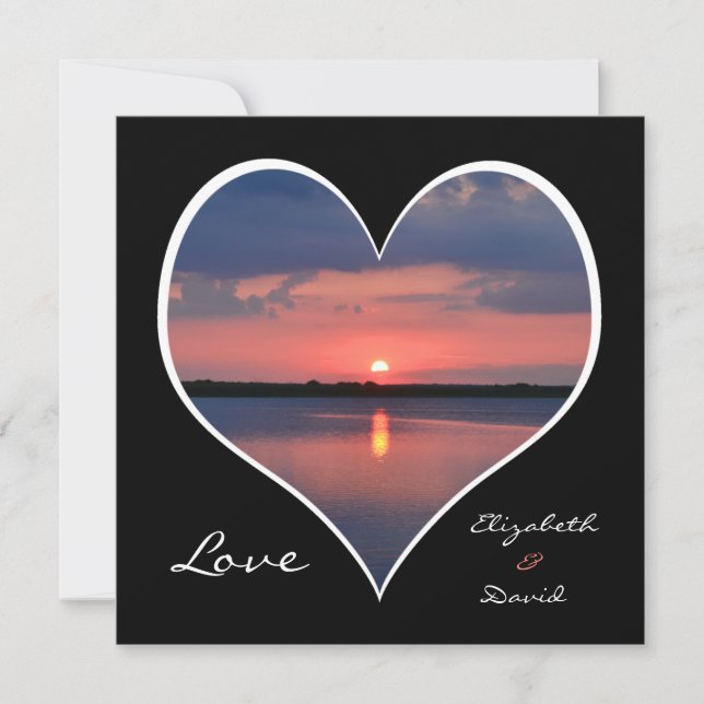 Romantic Sunset Heart Wedding Invitation (Front)