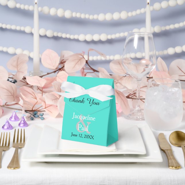 Romantic Sunset Hearts Turquoise Favour Box (Wedding)