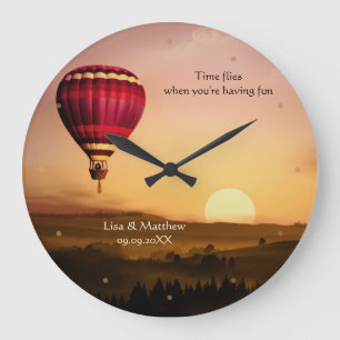 Romantic Sunset Hot Air Balloon Wall Clock