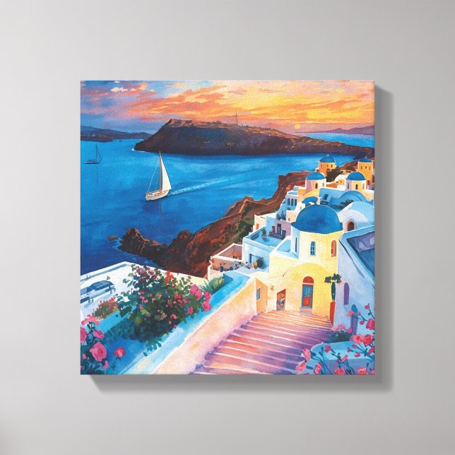 Romantic Sunset in Santorini Canvas Print (Front)