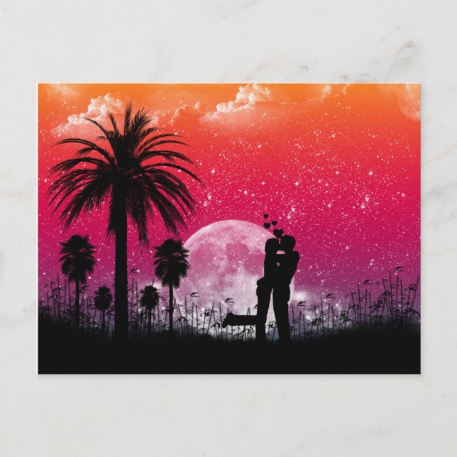 Romantic Sunset in the Palms Postcard (Front)