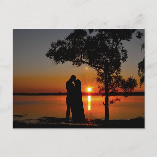 Romantic sunset kiss postcard (Front)