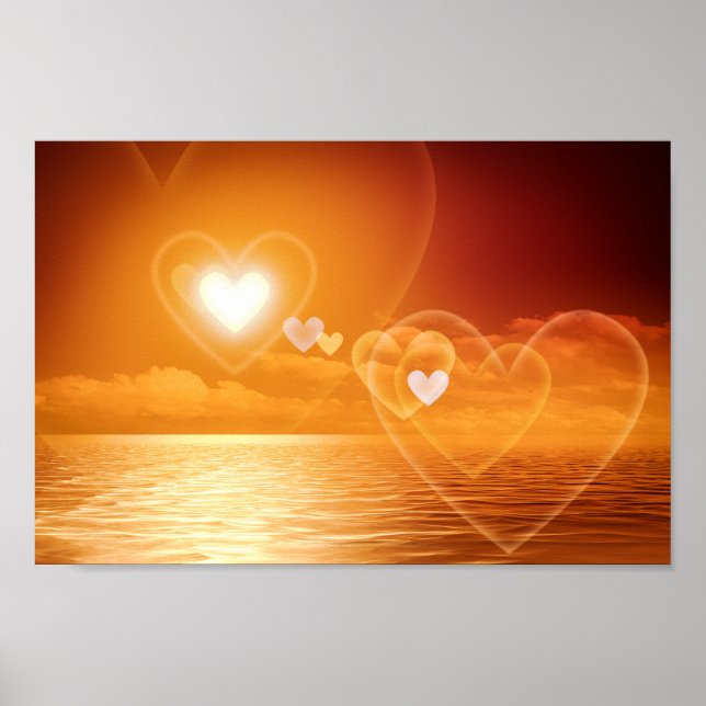 Romantic Sunset of Hearts Poster (Front)