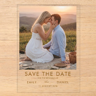 romantic sunset photo save the date card acrylic invitations
