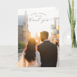 Romantic Sunset Photo Thank You Card