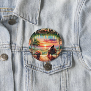 Romantic Sunset Porch View Illustration 7.5 Cm Round Badge