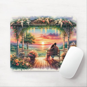 Romantic Sunset Porch View Illustration Mouse Mat