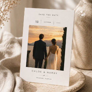 Romantic Sunset Wedding Save The Date Photo Card.