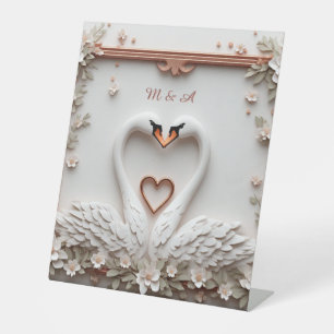 🤍 Romantic Swan Couple Floral Wedding Theme 🤍 Pedestal Sign