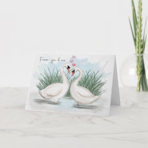 Romantic Swan Couple in Love Valentine's Day Card