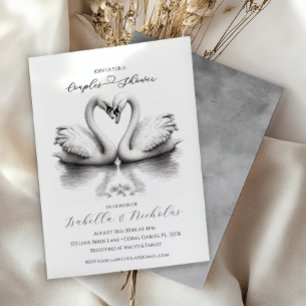 Romantic Swan Couples Shower Invitation