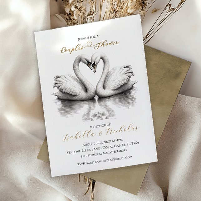 Romantic Swan Couples Shower Invite (Couples Shower)