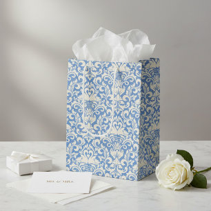 Romantic Swan Damask Love Heart Medium Gift Bag